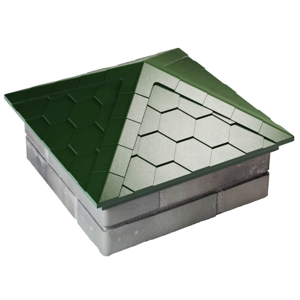 Колпак Zking Эверест Зеленый на столб 1.5х1.5 кирпича (390х390мм) в Находке фото