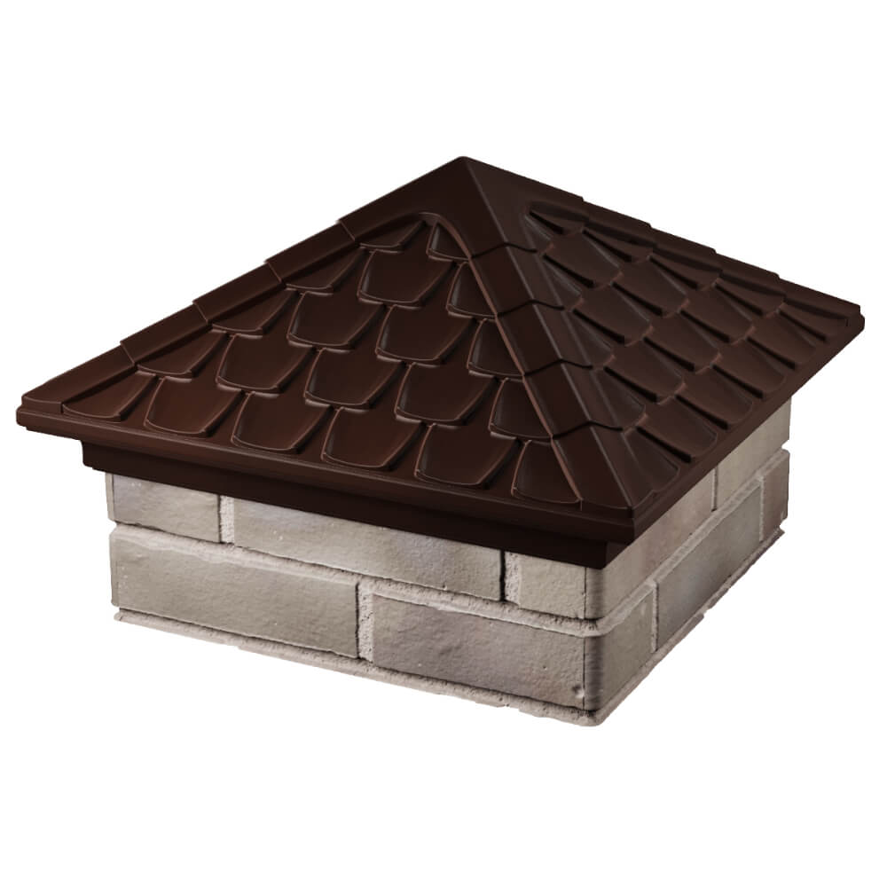 Колпак Zking Эльбрус Коричневый на столб 1.5х1.5 кирпича (385х385мм) в Находке фото