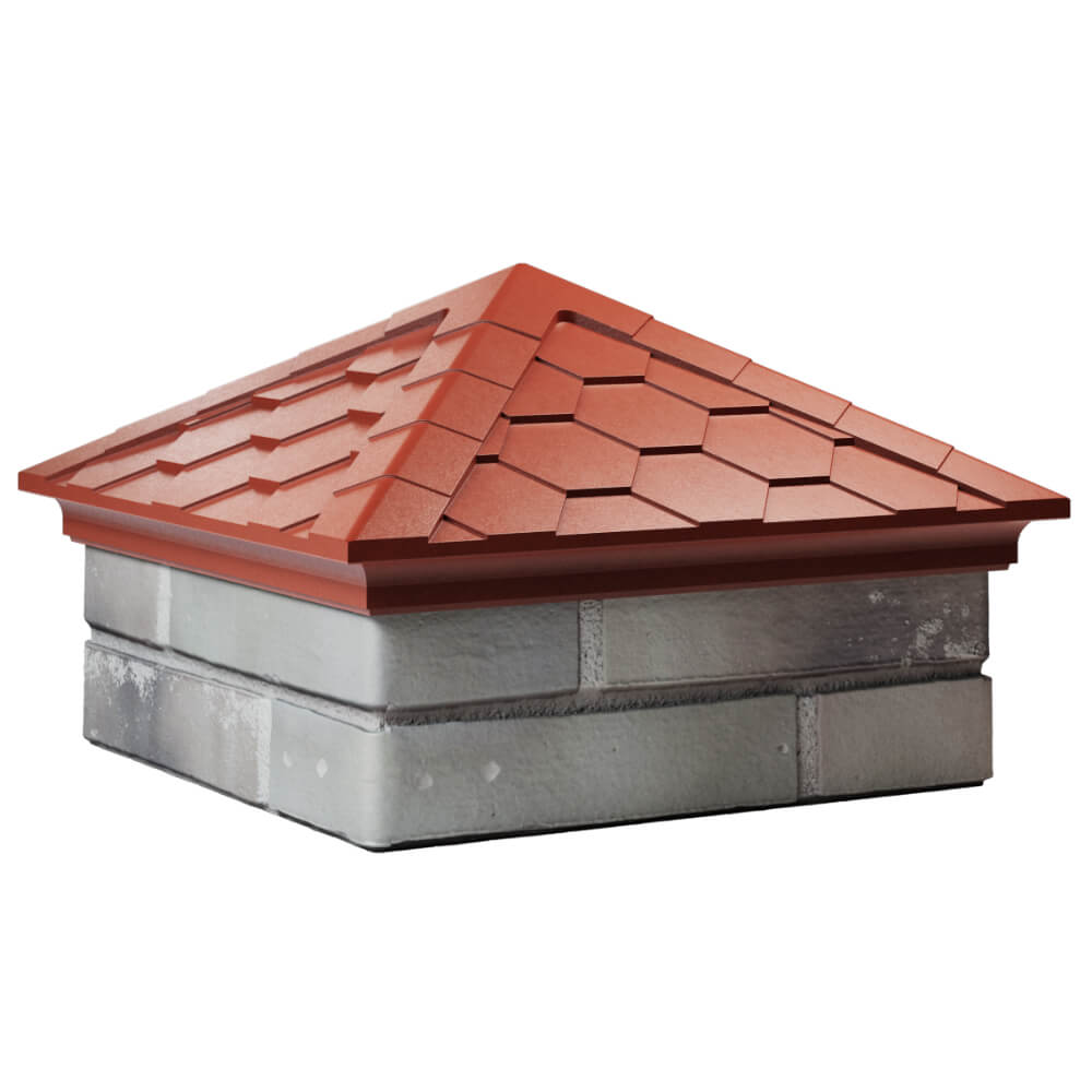 Колпак Zking Эверест Красный на столб 1.5х1.5 кирпича (390х390мм) в Находке фото