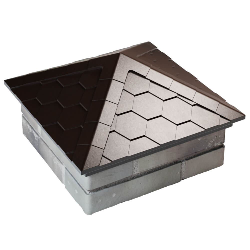 Колпак Zking Эверест Коричневый на столб 1.5х1.5 кирпича (390х390мм) в Находке фото