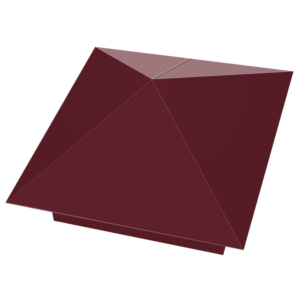 Колпак металлический 390х390мм RAL3005 Красное Вино заборный Находка фото