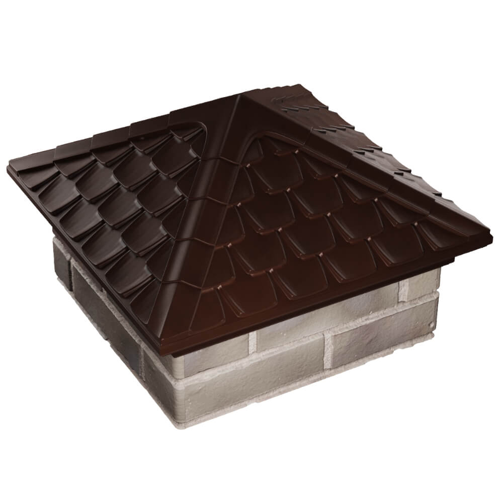 Колпак Zking Эльбрус Коричневый на столб 1.5х1.5 кирпича (385х385мм) в Находке фото