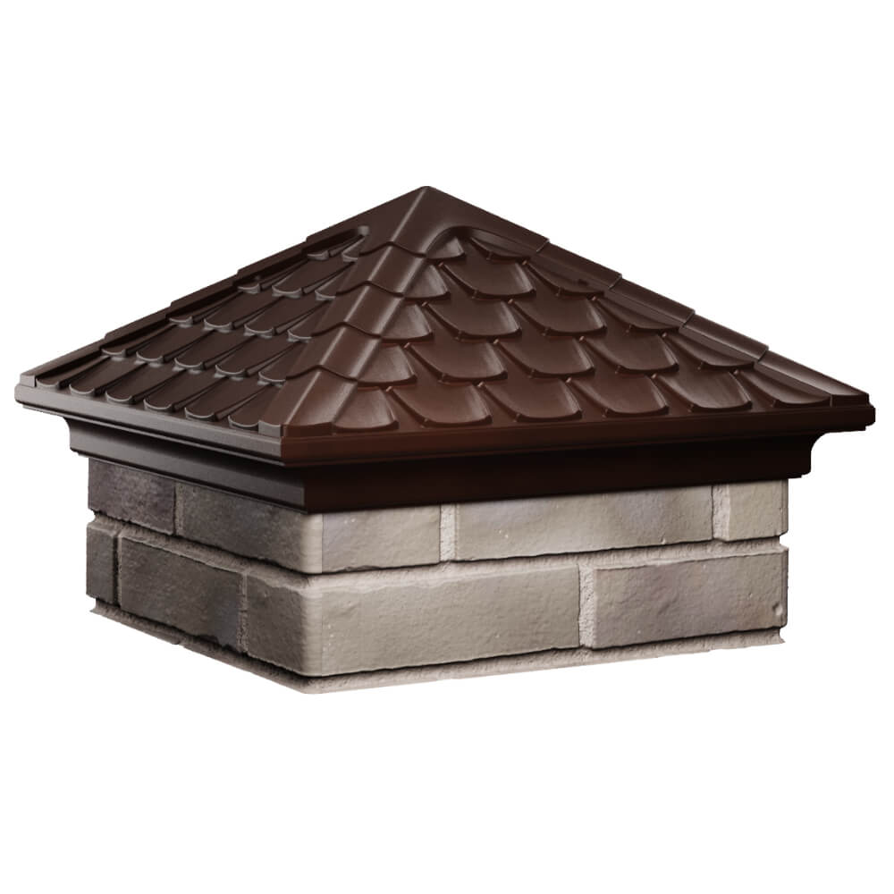 Колпак Zking Эльбрус Коричневый на столб 1.5х1.5 кирпича (385х385мм) в Находке фото