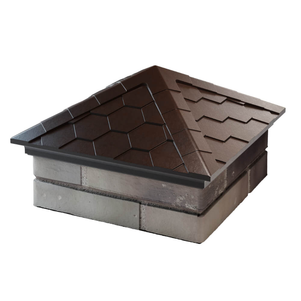 Колпак Zking Эверест Коричневый на столб 1.5х1.5 кирпича (390х390мм) в Находке фото
